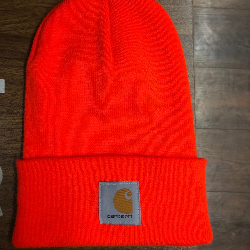Neon orange Carhartt beanie